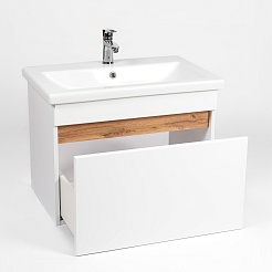 Viant Мебель для ванной Мальта 80 1 ящик подвесная белая/дуб вотан – фотография-5